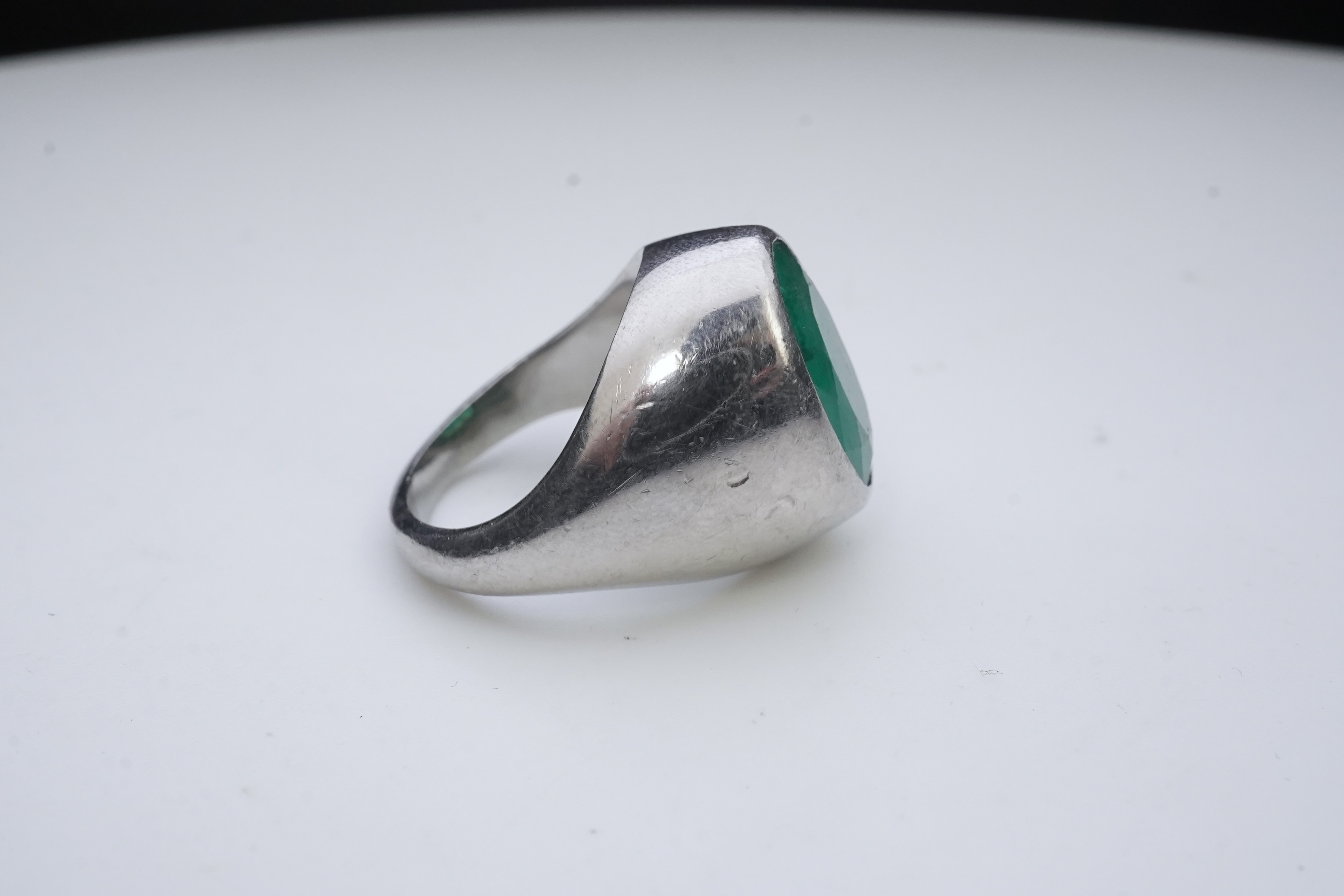 An emerald signet ring